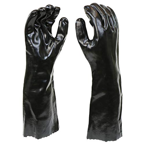 Book Cover West Chester 12018 Chemical Resistant PVC Coated Work Gloves - Large, Black Fully Coated Safety Gloves with 18 in. Gauntlet Cuff. Workplace Safety Wear