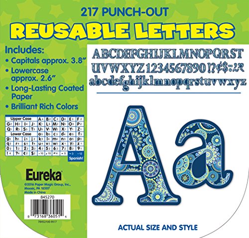 Book Cover Eureka Back to School Blue Paisley Punch Out Letters for Classrooms, 217 pc, 3.8'' H