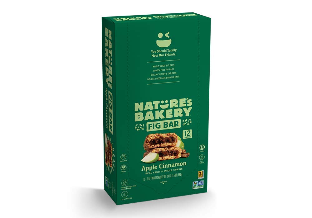 Book Cover Nature's Bakery Whole Wheat Fig Bar, Vegan + Non-GMO, Apple Cinnamon (12 Count) Apple Cinnamon 12 Count (Pack of 1)