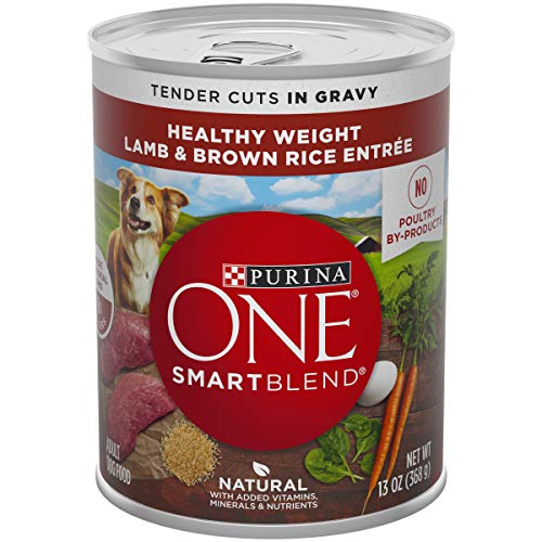 Book Cover Purina ONE Weight Management, Natural Wet Dog Food, SmartBlend Healthy Weight Tender Cuts Lamb & Brown Rice - (12) 13 oz. Cans