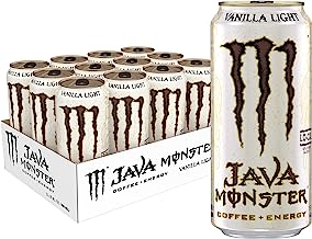 Book Cover Java Monster Vanilla Light, Coffee + Energy Drink, 15 Ounce (Pack of 12)