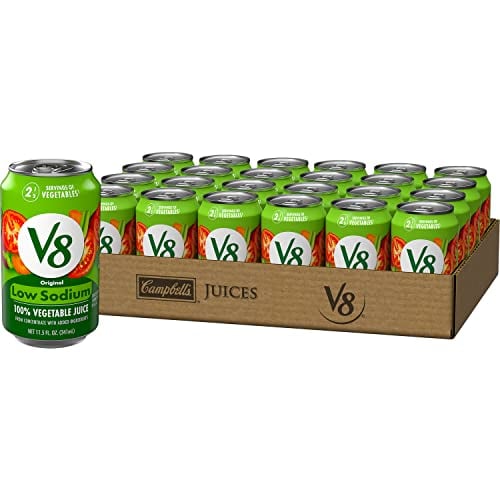 Book Cover V8 Low Sodium Original 100% Vegetable Juice, Vegetable Blend with Tomato Juice, 11.5 FL OZ Can (Pack of 24)