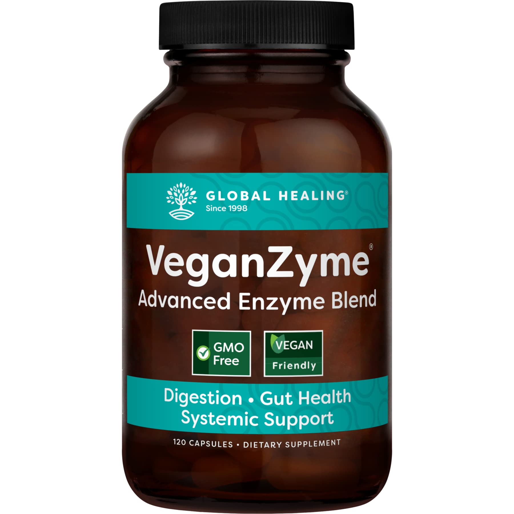 Book Cover Global Healing Veganzyme - Essential Systemic & Digestive Enzymes Supplement for Pure Healthy Digestion, Immune System Booster, and Natural Gut Health - Occasional Gas & Bloating Relief - 120 Capsules 120 Count (Pack of 1)