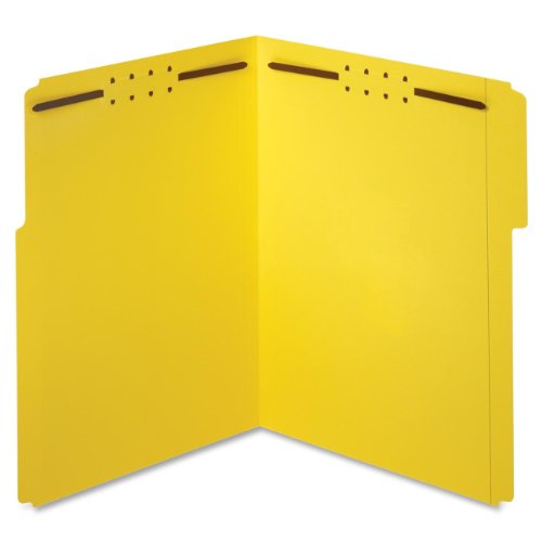 Book Cover Globe-Weis/Pendaflex Fastener Folders, 1/3 Cut, Reinforced Tab, 2 Fasteners, Letter Size, Yellow, 50 Folders Per Box (22940)