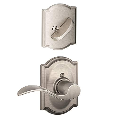 Book Cover Schlage F94-ACC-CAM-RH Accent Right Handed Dummy Interior Pack with Deadbolt Cov, Satin Nickel