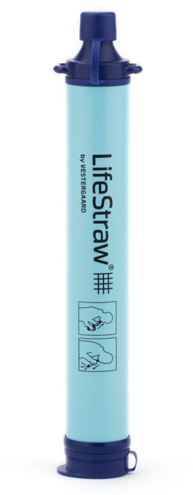 Book Cover LifeStraw Personal Water Filter for Hiking, Camping, Travel, and Emergency Preparedness Blue 1 Pack Carry Case
