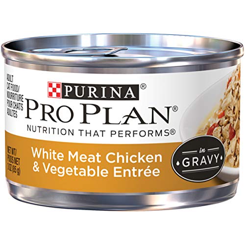 Book Cover Purina Pro Plan Gravy Wet Cat Food, White Meat Chicken & Vegetable Entree - (24) 3 oz. Pull-Top Cans