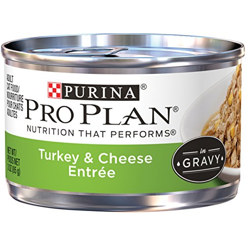 Book Cover Purina Pro Plan Gravy Wet Cat Food, Turkey & Cheese Entree - (24) 3 oz. Pull-Top Cans