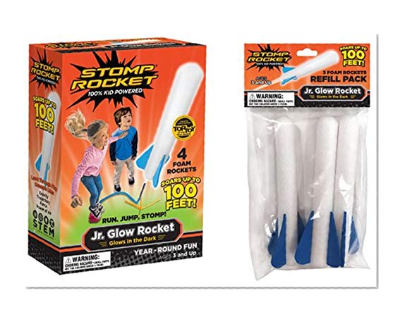 Book Cover Stomp Rocket Jr. Glow Rocket with Jr. Glow Rocket Refill Pack, 7 Rockets [Packaging May Vary]