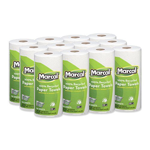 Book Cover Marcal Paper Towels U-Size-It Sheets 2 Ply 140 Sheets Per Roll 100% Recycled - 12 