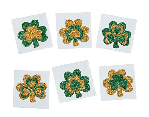 Book Cover Glitter Shamrock Temporary Tattoos : package of 12