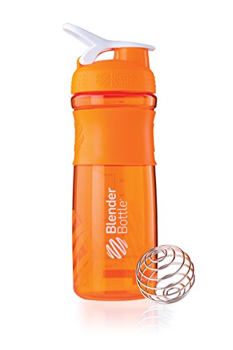 Book Cover BlenderBottle SportMixer Tritan Grip Shaker Bottle, Orange/White, 28-Ounce