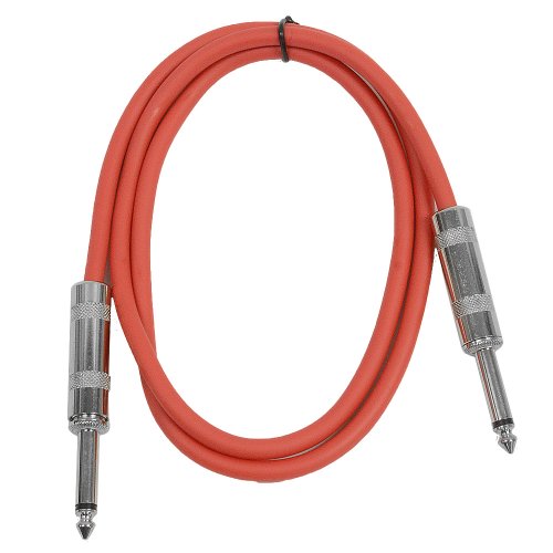 Book Cover Seismic Audio Speakers Guitar Cables, TS Â¼â€ Guitar Cables, Red, 3 Feet