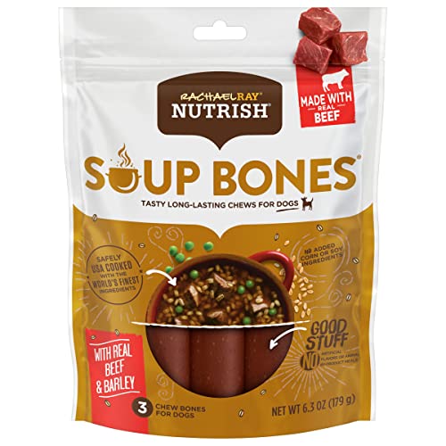 Book Cover Rachael Ray Nutrish Soup Bones Dog Treats, Beef & Barley Flavor, 3 Bones (Pack of 8)