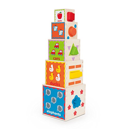 Book Cover Hape Pyramid of Play Wooden Toddler Wooden Nesting Blocks Set