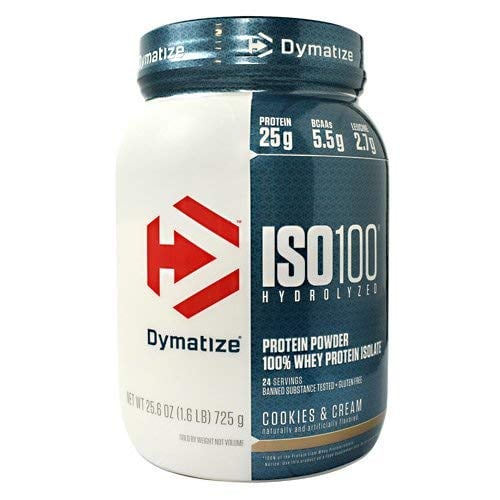 Book Cover Dymatize ISO 100 Hydrolyzed Whey Protein Isolate - Cookies and Cream 1.6 Pound