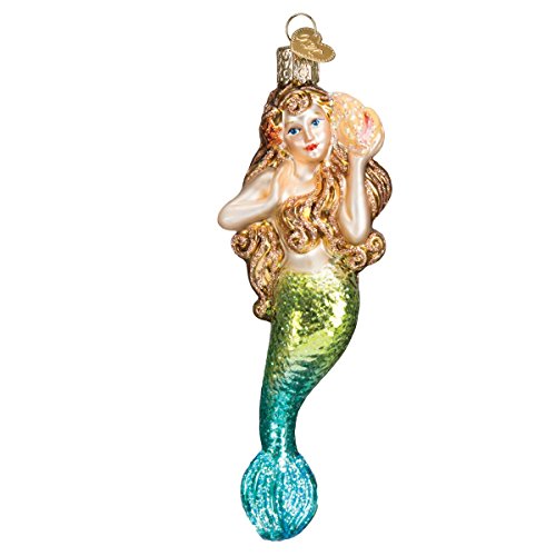 Book Cover Old World Christmas Mermaid Sea and Water Animals Glass Blown Ornaments for Christmas Tree