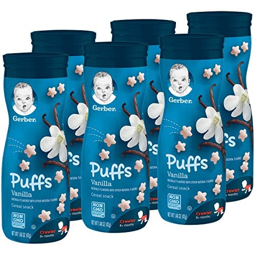 Book Cover Gerber Graduates Puffs Cereal Snack, Vanilla, Naturally Flavored with Other Natural Flavors, 1.48 Ounce, (Pack of 6)