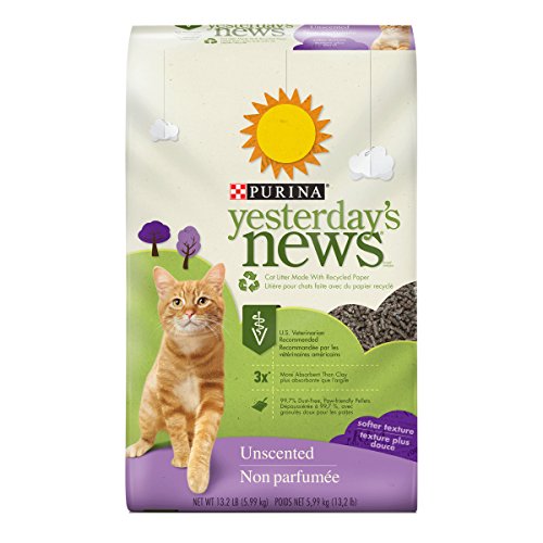 Book Cover Purina Yesterday's News Non Clumping Paper Cat Litter, Softer Texture Unscented Cat Litter - 13.2 lb. Bag