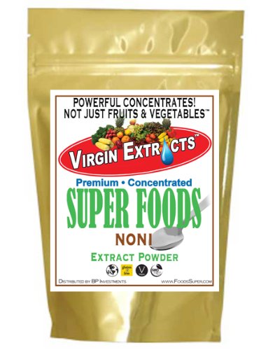 Book Cover Virgin Extracts (TM) Pure Premium Freeze Dried Organic Noni Berry Powder 5:1 Noni Powder Extract Concentrate (5 x Stronger) 8oz Pouch