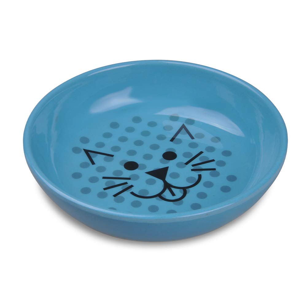 Book Cover Van Ness Pets EcoWare Whisker-Friendly Cat Bowl, Wide Dish Cat Dish, 8 OZ, Blue