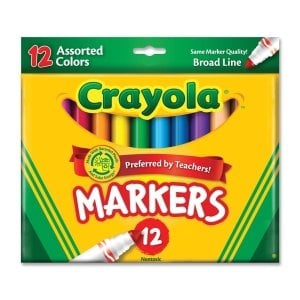 Book Cover Crayola CRA-58-7712 Classic Non-Washable Marker, Broad-Line, 12 Colors/Set
