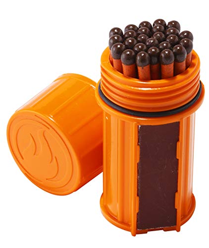 Book Cover UCO Stormproof Match Kit with Waterproof Case, 25 Stormproof Matches and 3 Strikers - Orange