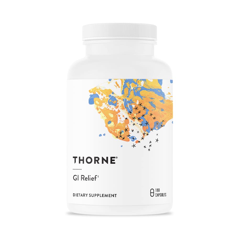 Book Cover Thorne GI Relief - Digestion Supplement Supports Gut Health & Bloating Relief - Made with Marshmallow Root Extract & Digestive Enzymes - 180 Capsules - 90 Servings