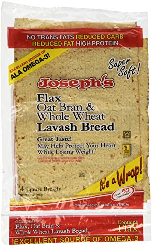 Book Cover Joseph's Lavash Bread Flax Oat Bran & Whole Wheat Reduced Carb - 4 Square Breads