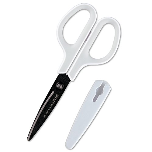 Book Cover PLUS FITCUT CURB Easy grip [fluorine coating] SC-175SF White/Gray | Sharp cutting and optimal comfort scissors - [Japan Import]