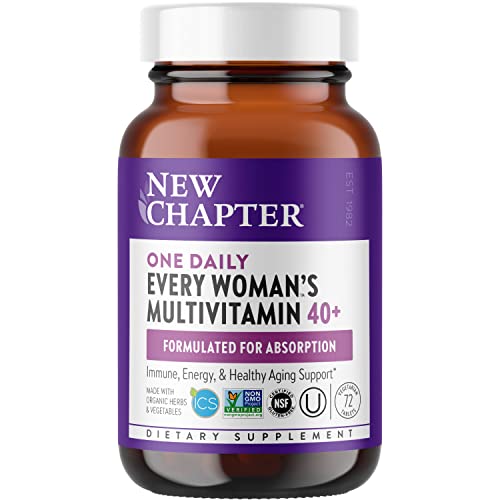 Book Cover New Chapter Women's Multivitamin + Immune Support, One Daily 40+, Fermented with Probiotics + D3 + B Vitamins + Organic Non-GMO Ingredients, 72 Count