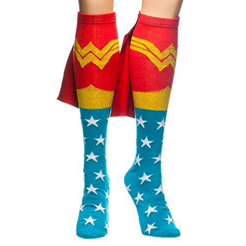 Book Cover Bioworld Wonder Woman Knee High Cape Sock, Red, One Size