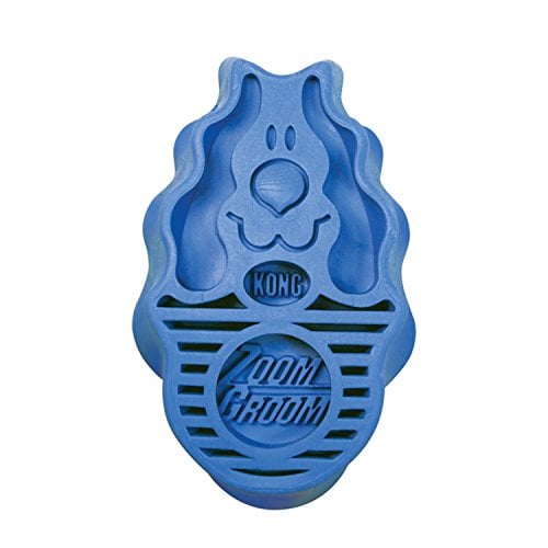 Book Cover KONG - ZoomGroom - Dog Brush for Grooming and Shampooing - Blue Brush for Small Dogs and Puppies
