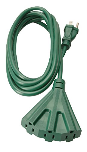 Book Cover Woods 2466 Outdoor Tri-Tap Extension 3 Grounded Outlets, Waterproof Flexible Vinyl Jacket, Reinforced Blades, Ideal for Landscaping Lighting and Decoration, 8-Foot Cord, Green, 8 ft, 1