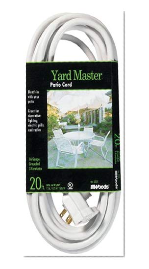 Book Cover Yard Master 992222 Outdoor Extension Cord, SJTW Rated Weatherproof (20-Foot, White)