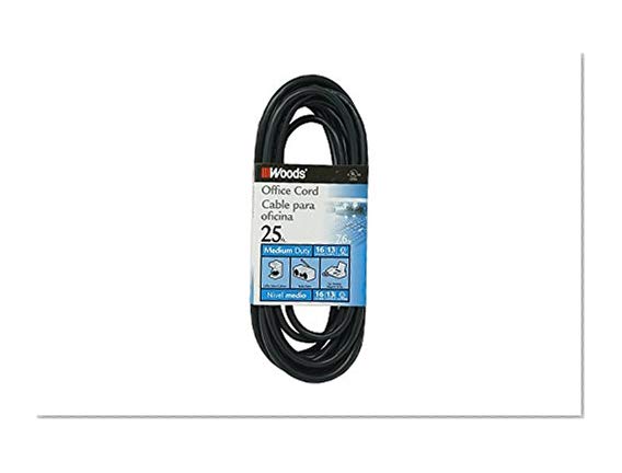 Book Cover Woods 5601 16/3 25-Foot SJTW Indoor Extension Cord, Perfect for Home or Office, Black