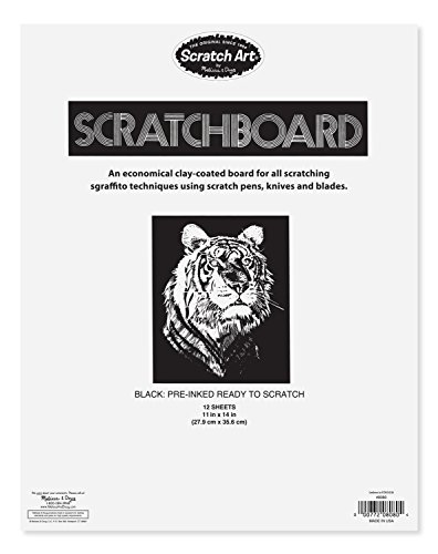 Book Cover Scratchboard 12Pt Black 12 Sheet Pkg 11X14