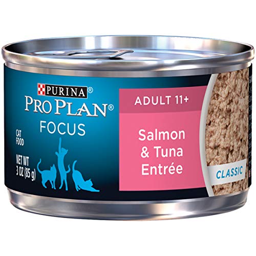 Book Cover Purina Pro Plan Senior Pate Wet Cat Food, FOCUS Salmon & Tuna Entree - (24) 3 oz. Pull-Top Cans