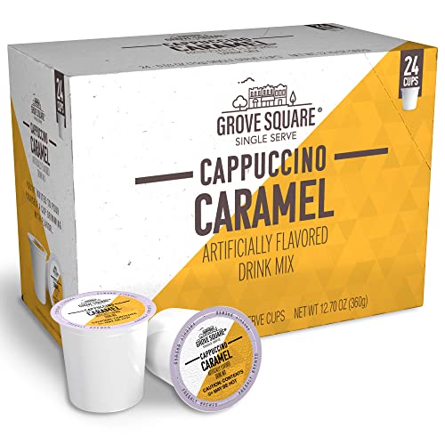 Book Cover Grove Square Cappuccino Pods, Caramel, Single Serve (Pack of 24) (Packaging May Vary)