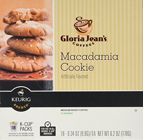 Book Cover Gloria Jean's Macadamia Cookie Flavored Coffee - 18 K-cups for Keurig Brewer