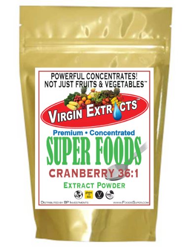 Book Cover Virgin Extracts (TM) Pure Premium Organic Cranberry Powder Extract 36:1 Concentrate (36 x Stronger For People & Pets) 16oz (454 Grams .08 Per Gram)