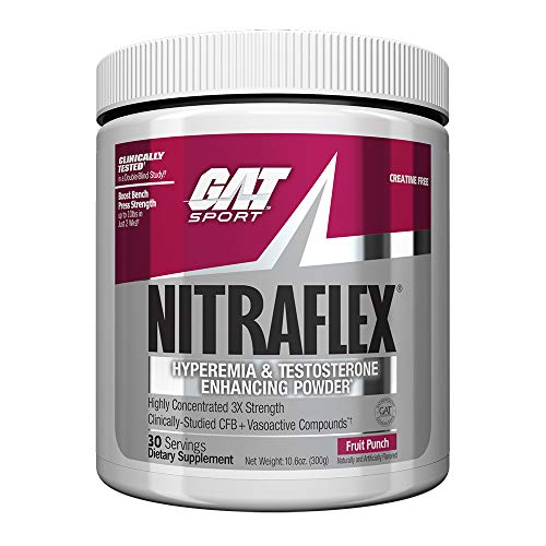 Book Cover GAT - NITRAFLEX - Testosterone Boosting Powder, Increases Blood Flow, Boosts Strength and Energy, Improves Exercise Performance, Creatine-Free (Fruit Punch, 30 Servings)