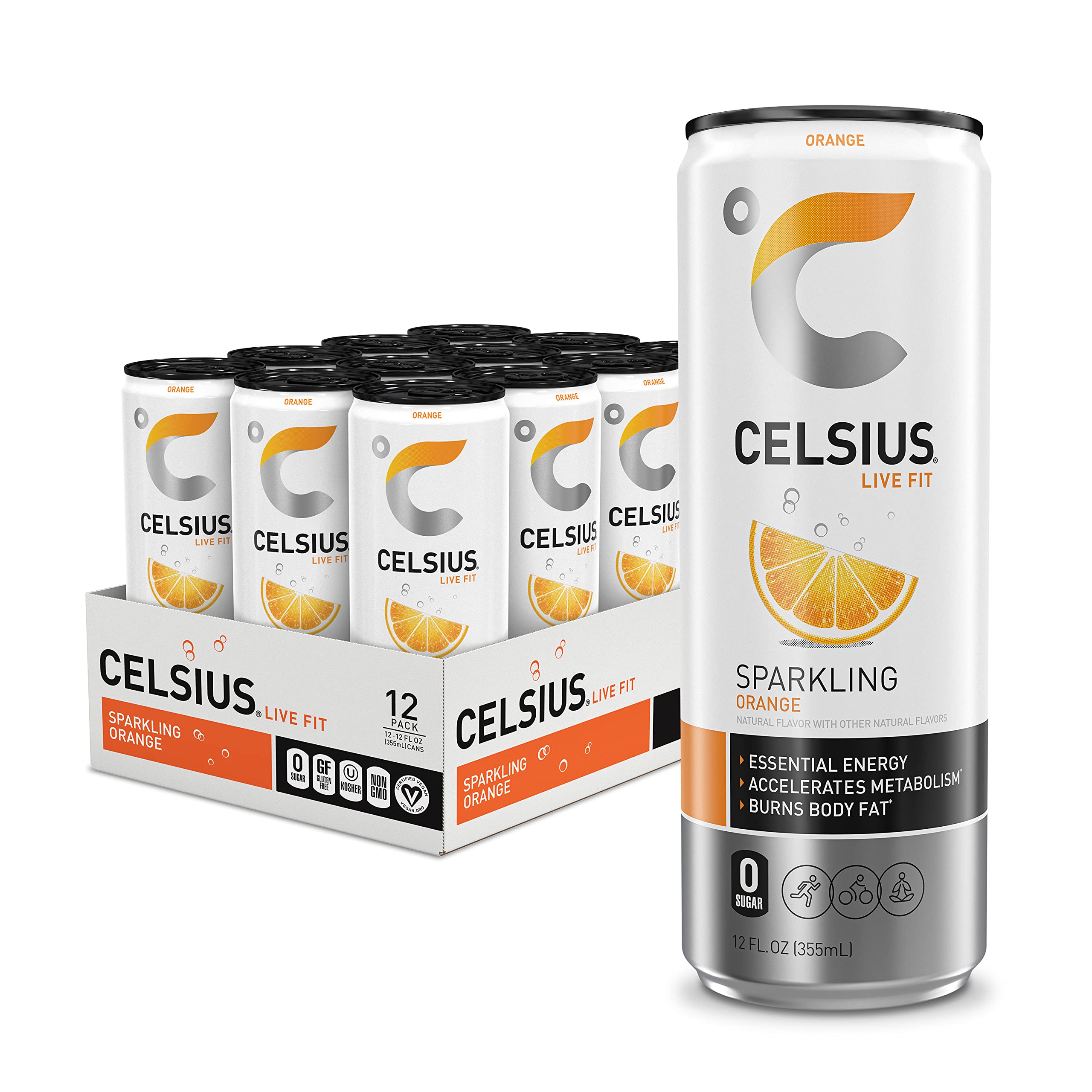 Book Cover CELSIUS Sparkling Orange, Functional Essential Energy Drink 12 Fl Oz (Pack of 12) Sparkling Orange 12 Fl Oz (Pack of 12)