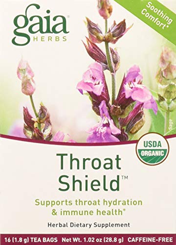 Book Cover Gaia Herbs , Throat Shield, RapidRelief Herbal Tea, Caffeine Free, 20 Tea Bags, 1.41 oz (40 g) 2.7 x 3.1 x 5.1 inches