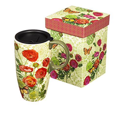 Book Cover Cypress Home Botanica Ceramic Coffee Travel Cup With Gift Box 17 oz