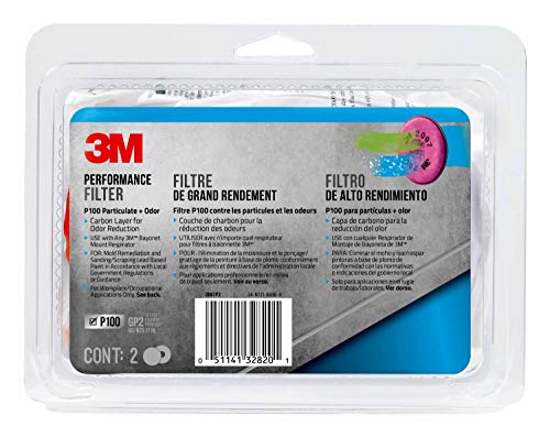 Book Cover 3M P100 Particulate Filter with Nuisance Level Organic Vapor Release, Removal Of Lead Paint And Mold, 2 Pack