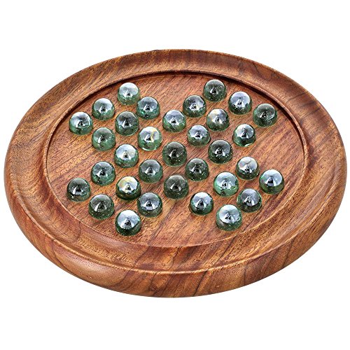 Book Cover Shalinindia Games Solitaire Board In Wood With Glass Marbles