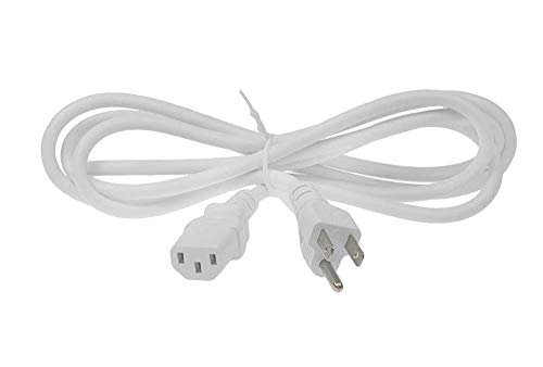 Book Cover SF Cable, 6 ft 18 AWG Universal Power Cord (IEC320 C13 to NEMA 5-15P) White Color