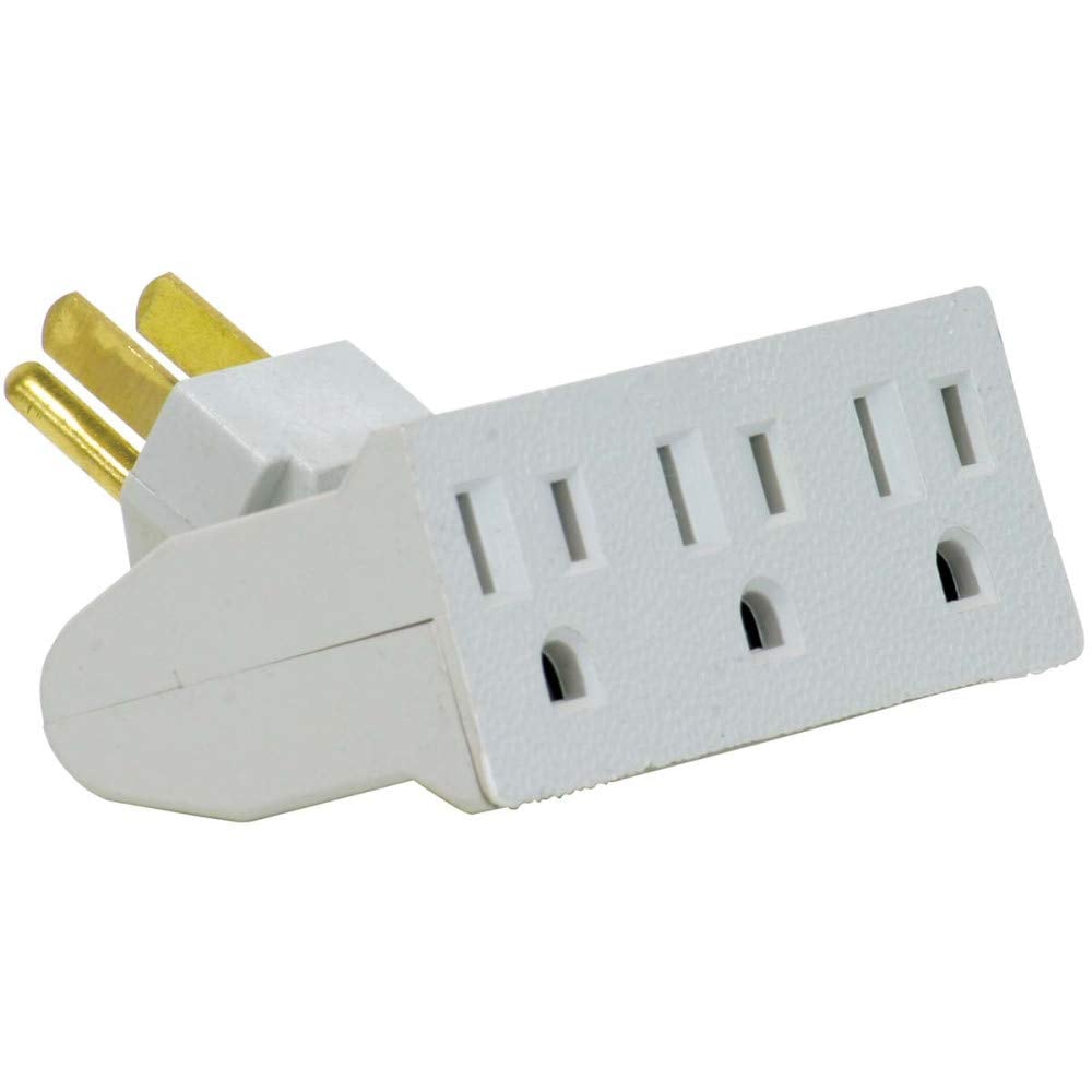 Book Cover Globe Electric 46505 3-Outlet Lateral Swivel Grounded Wall Adapter Tap, White Finish