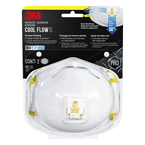 Book Cover 3M 8511 Drywall Sanding Valved Respirator, Lightweight, Noseclip, Stretchable, Comfortable, Covenient, Disposable, Relief from dusts and certain particles encountered during sanding projects, 10 Pack